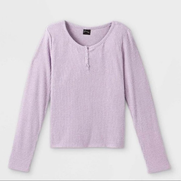 Girls' Cozy Long Sleeve Henley T-Shirt - art class-Light Purple Medium (7/8) - Picture 1 of 6